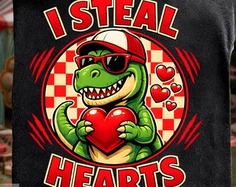 バレンタイン 恐竜 ハート PNG、I Steal Hearts PNG、レトロなチェック柄 バレンタイン PNG、恐竜 バレンタイン PNG、面白い T レックス ラブ PNG