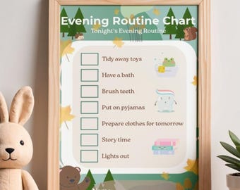 Wald Abendkarte für Kinder | Druckbare Verhalten & Belohnung Tabelle | Kinder Gute-Nacht-Chart | Waldtiere Thema
