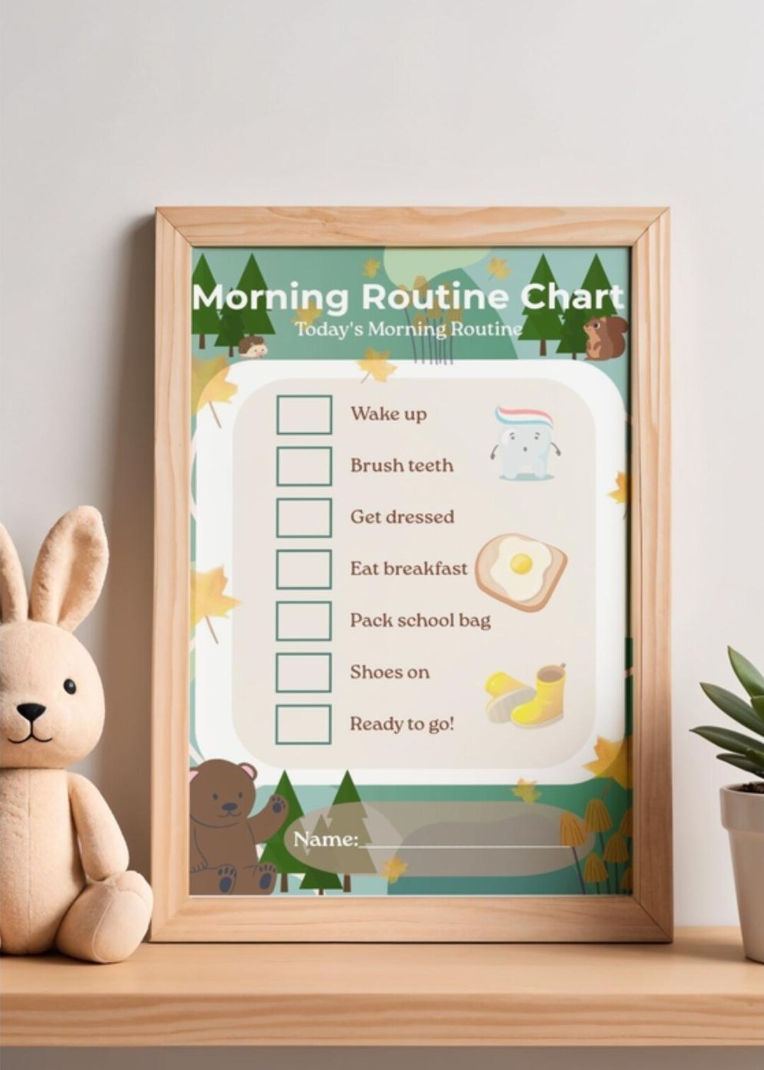 Woodland Morning Routine Chart for Kids | Printable Behaviour & Reward ...