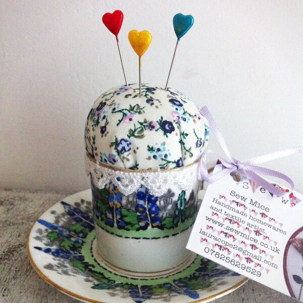 Vintage expresso cup pincushion