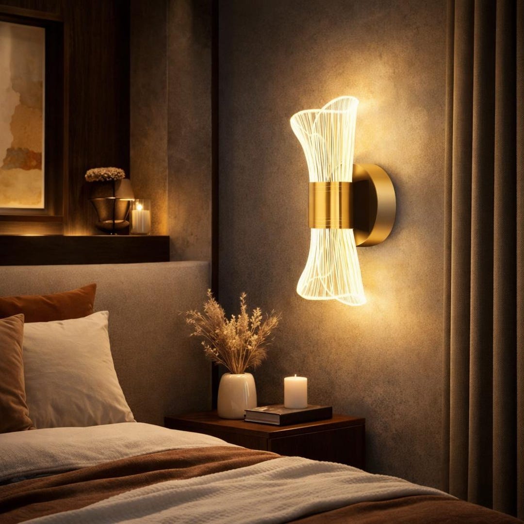 Gold Modern Wall Sconce – Brushed Gold LED Vanity Light Fixture ...