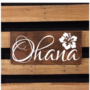 Ohana Sign Wood Sign Beach Sign Rustic Sign Beach Decor Family Hawaiian Decor Hibiscus Flower Beach House Decor 22440 image 5