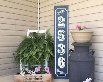 Large House Number Vertical Porch Sign, Modern Farmhouse Front Porch Decor, Vertical Wood Sign, Housewarming Gift, 22998