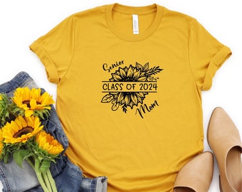 Senior Mom 2024 Sunflower T Shirt, Class Of 2024, Graduation Shirt, Mom Shirt, 22807