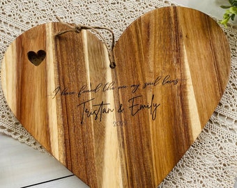 Personalized Cutting Board Wedding Gift, Laser Engraved Heart Shaped Cutting Board, I Have Found The One My Soul Loves, 22970