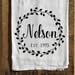 Custom Name | Flour Sack Towel | Farmhouse Decor | Farmhouse Kitchen | Established Date | Farmhouse Tea Towel | Wreath Towel | 22601