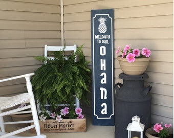 Ohana Porch Leaner Sign Gift For Her, Welcome To Our Ohana Porch Sign | Front Porch Decor | 22936