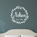 Last Name Decal, Wreath Decal, Established Date, Vinyl Wall Decal, Wedding Gift, Housewarming, Wedding Decorations, Vine Wreath Decal 22601