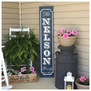 Name Porch Sign, Established Date, Family Name Sign, Welcome Sign, Front Porch Decor, Wood Sign, Vertical Sign, 22837