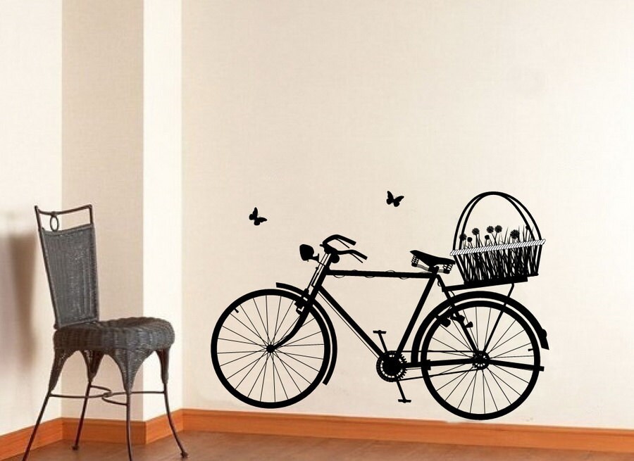 Bicycle Wall Decal Vinyl Wall Decal Spring Wall Decor Kids Etsy