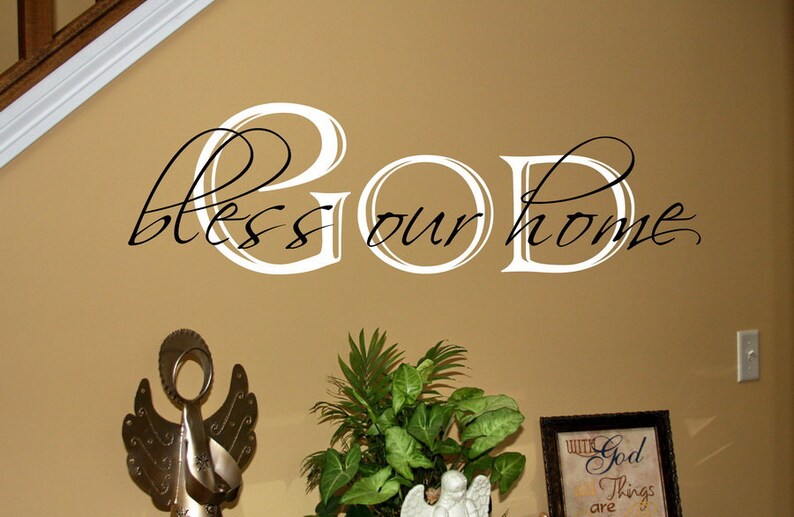 God Bless Our Home Vinyl Wall Decal Christian Decal Etsy
