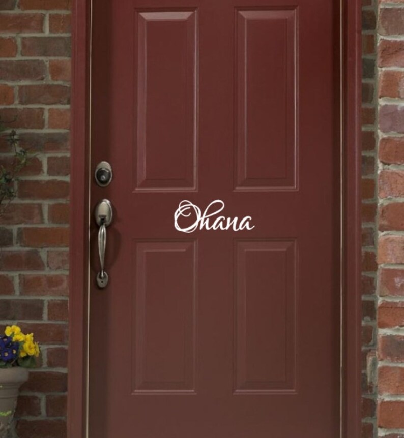 Ohana Door Decal Vinyl Door Decal Front Door Decor Hawaiian Etsy