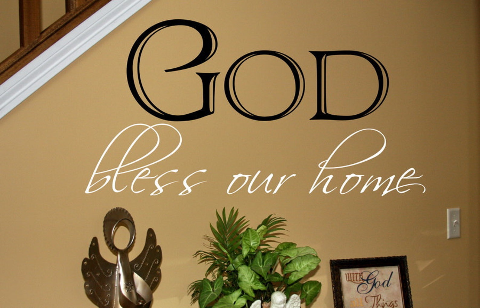God Bless Our Home Vinyl Wall Decal Christian Decal Etsy
