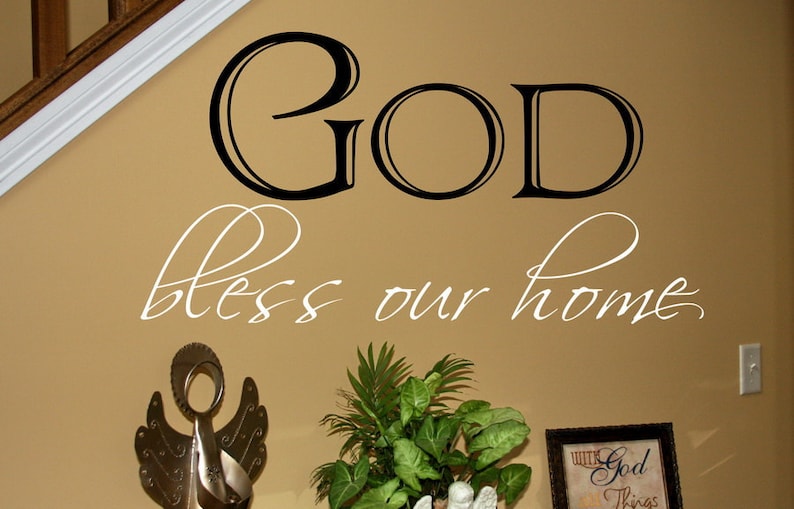 God Bless Our Home Vinyl Wall Decal Christian Decal Etsy