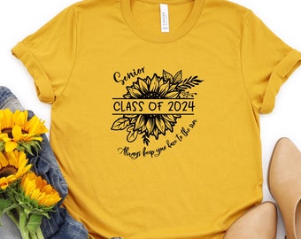 Senior 2024 Shirt, Sunflower T Shirt, Class Of 2024, Graduation Shirt, Back To School Shirt, School Tshirt, 22807