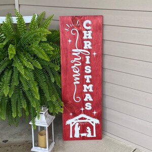 Christmas Porch Sign, Merry Christmas With Nativity, Porch Christmas Decor, Christian Decor, 22923