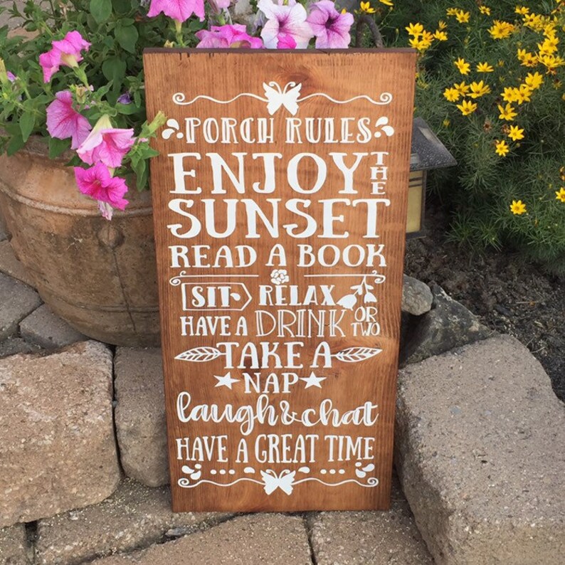 porch-sign-porch-rules-sign-front-porch-decor-wood-sign-etsy