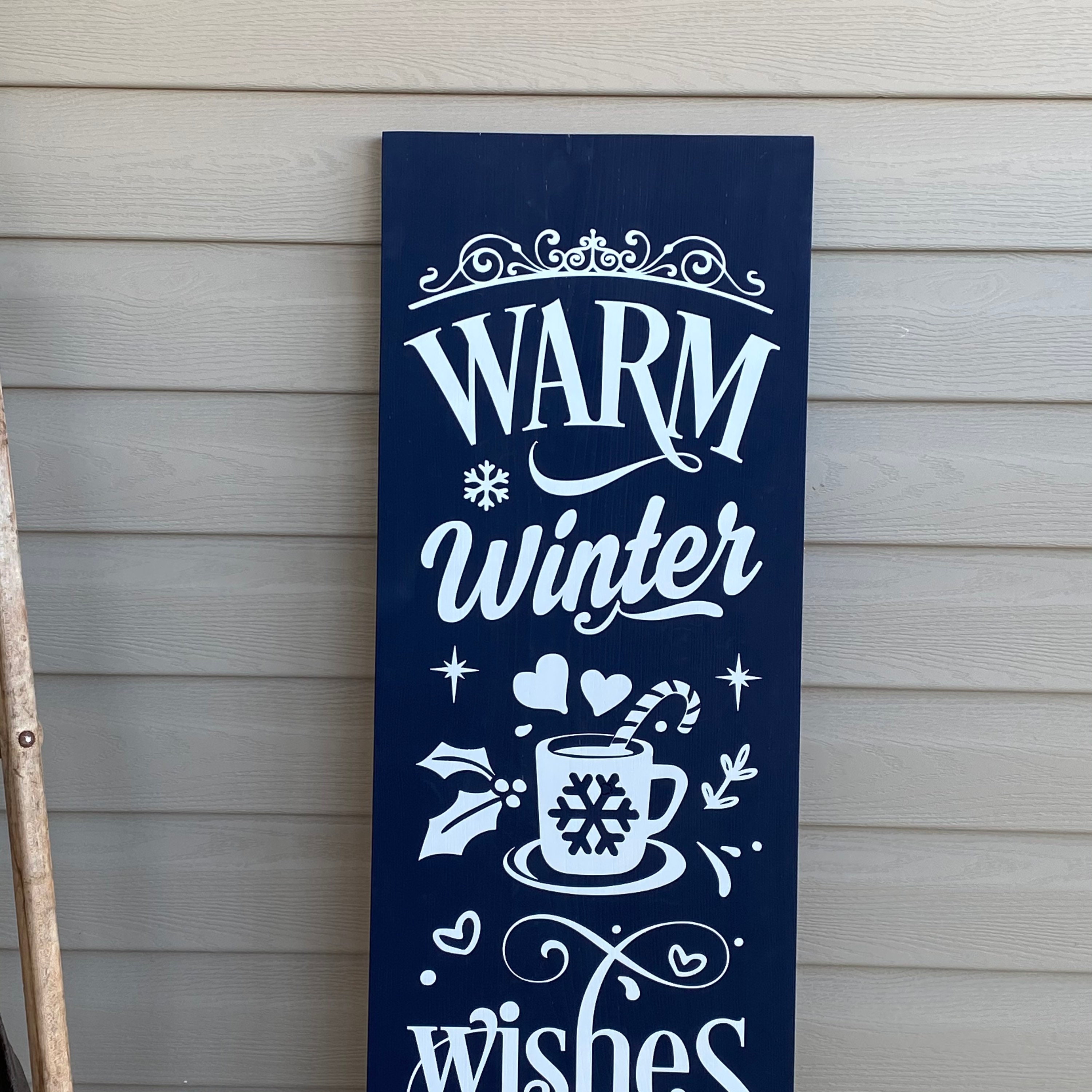 Winter Box Signs Warm Winter Wishes Wood Porch Leaner Sign, Christmas Decor - Etsy
