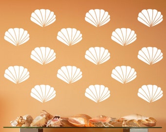 Scallop Seashells | Vinyl Wall Decals | Scallop Shells | Nautical Wall Decals | Beach Decor | Beach Wall Decals 22577