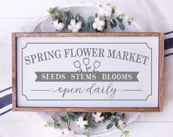 Spring Flower Market Wood Sign Gift For Her, Spring Flower Market Sign, Spring Farmhouse Decor, Painted Wood Sign, 22731
