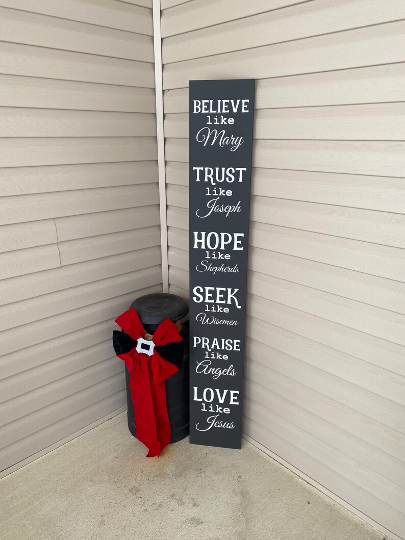 Love Like Jesus Christmas Porch Sign, Christmas Porch Decor, Believe Like Mary, Christian Home Decor, 23035 afbeelding 2