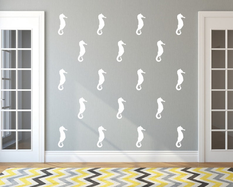 Seahorse Wall Decals Vinyl Wall Decals 5 Inch Seahorse Decals Nautical Wall Decals Beach Decor Beach Decals Style A 22564 image 1