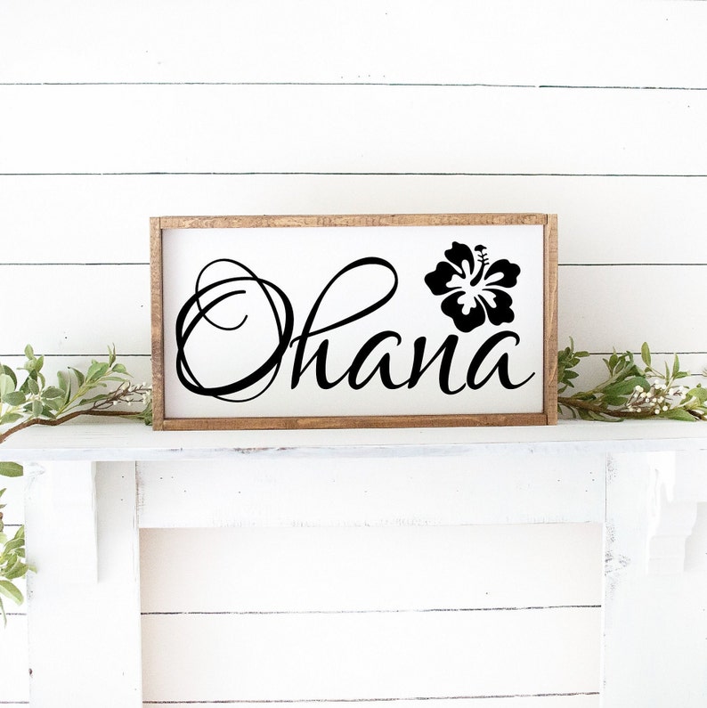 Ohana Sign Wood Sign Beach Sign Rustic Sign Beach Decor Family Hawaiian Decor Hibiscus Flower Beach House Decor 22440 image 3