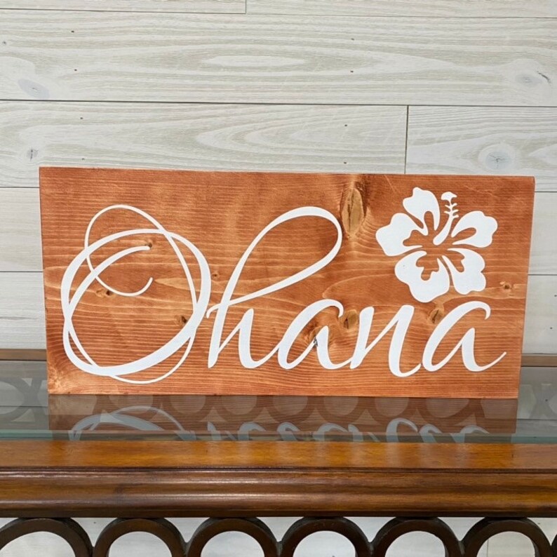 Ohana Sign Wood Sign Beach Sign Rustic Sign Beach Decor Family Hawaiian Decor Hibiscus Flower Beach House Decor 22440 image 4