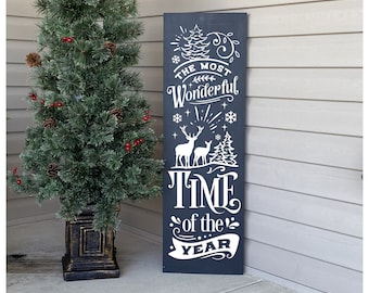 Christmas Porch Leaner Sign | Winter Holiday Outdoor Decor | The Most Wonderful Time Of The Year