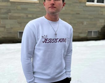Jésus est roi à capuche | Vêtements chrétiens | Sweat-shirt verset biblique | Vêtements religieux | Cadeaux bibliques pour hommes et femmes