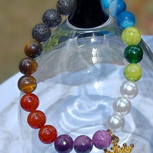 Psalm 23 Beaded Bracelet with Crown Charm, Multicolor Religious Jewelry