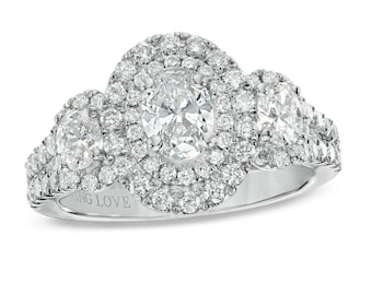 Vera Wang Love, Ovaler Verlobungsring mit Zirkonia, 14K Weißgold