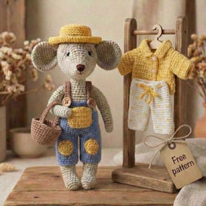 Maus Anleitung Gärtnerin Outfit PDF | Amigurumi-Maus 17–17 cm