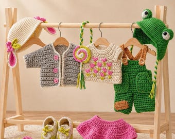 Crochet Doll Wardrobe Pattern | Crochet Clothes for 8-9 Inch Toys | PDF Tutorial