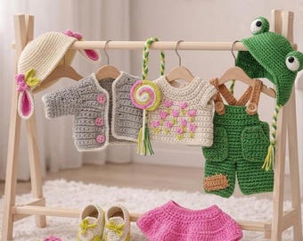 Crochet Doll Wardrobe Pattern | Crochet Clothes for 8-9 Inch Toys | PDF Tutorial