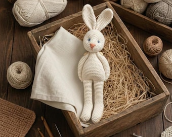 Patrón de conejito de crochet en PDF / Juguete de conejo amigurumi / Muñeca vintage de reliquia