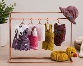 Mini Crochet Doll Clothes Pattern, Summer Doll Wardrobe PDF, 4-5 Inch Doll Outfit