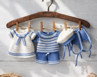Sailor Doll Clothes Crochet Pattern PDF, Nautical Outfit for 6-8 Inch Toys (PDF Download)