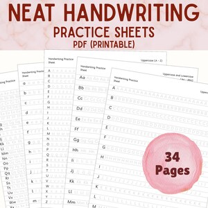 Handwriting Practice Sheets, Printable Neat Handwriting Worksheets, Alphabet Writing Letter Tracing