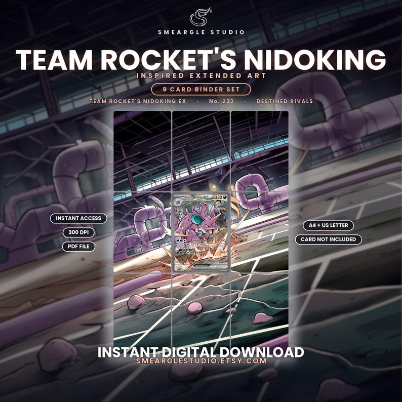 Team Rocket's Nidoking Ex 233/182 Extended Binder Art Display (Digital Download) image 1
