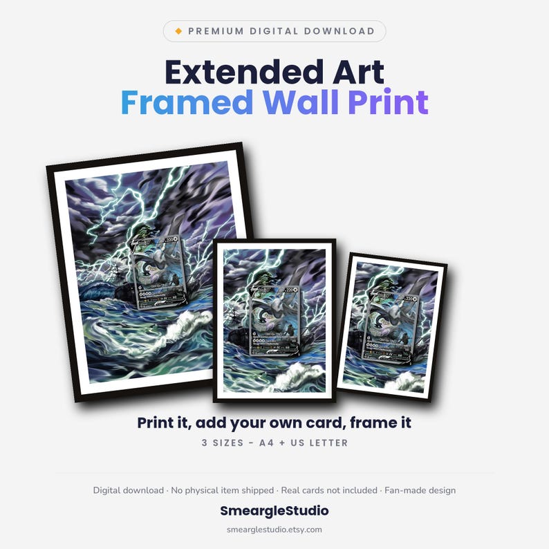 Lugia V 186/195 Arte Extendido - Lámina enmarcada de Pokémon / Póster digital imprimible para descargar imagen 1