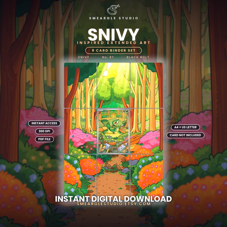 Snivy 87 Extended Binder Kunstdisplay (Digitale download) afbeelding 1