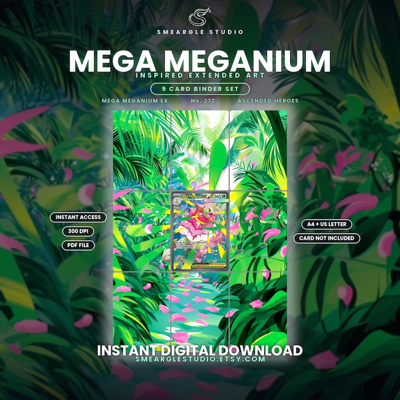 Mega Meganium ex 272/217 Utökad pärmkonstdisplay (digital nedladdning) bild 1