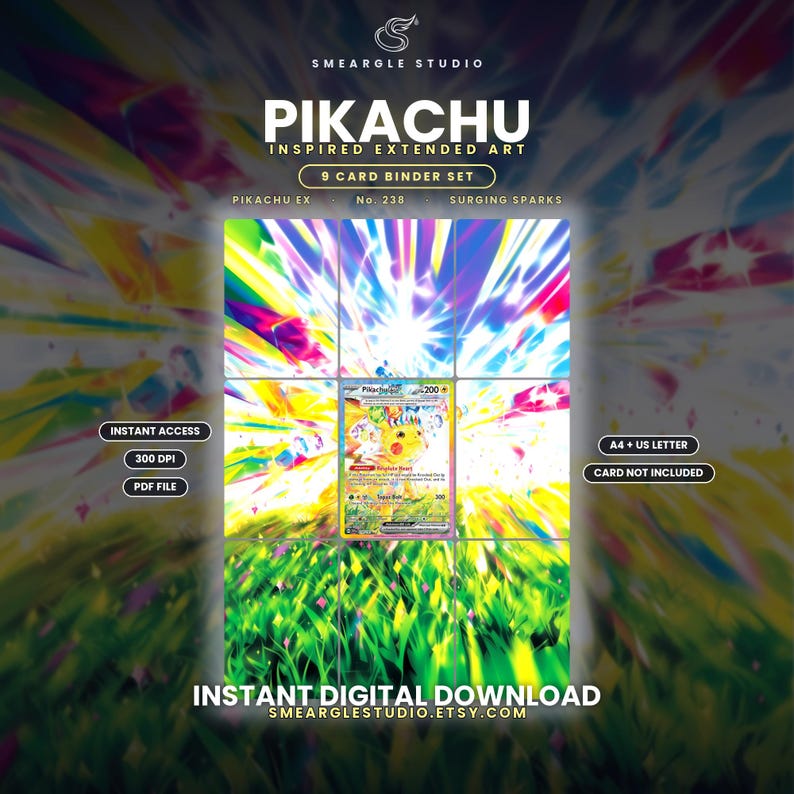 Pikachu Ex 238/191 Extended Binder Art Display (Digital Download) image 1
