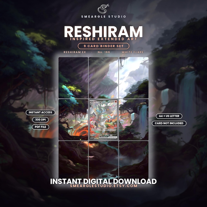 Reshiram ex 166/86 Extended Binder Art Display (Digital Download) image 1