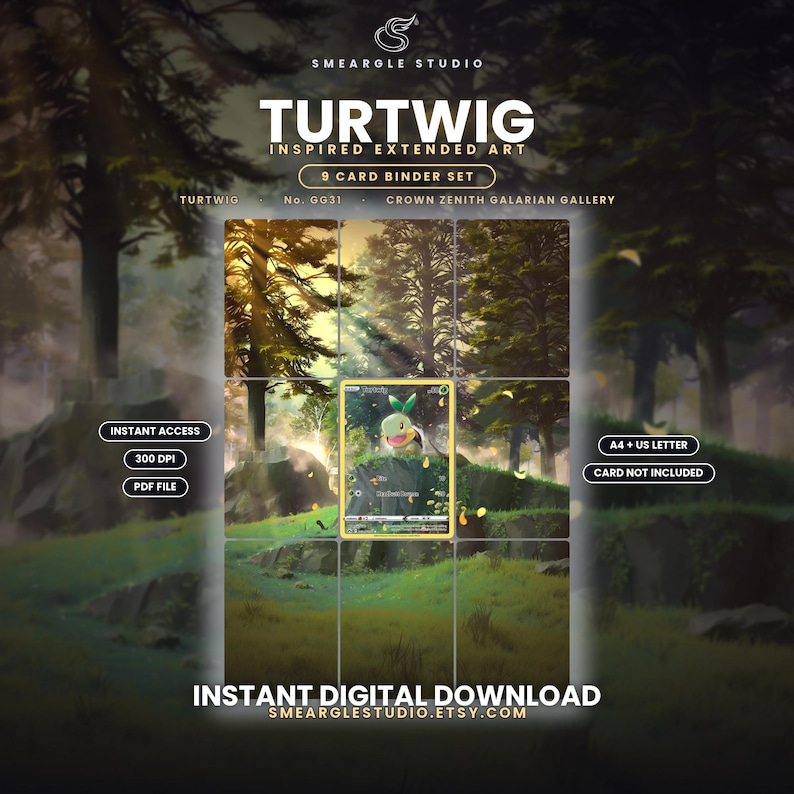 Turtwig GG31/GG70 Extended Binder Art Display (Digital Download) image 1