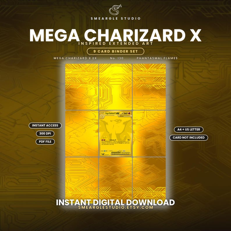 Mega Charizard X Ex 130/94 Extended Binder Art Display (Digital Download) image 1
