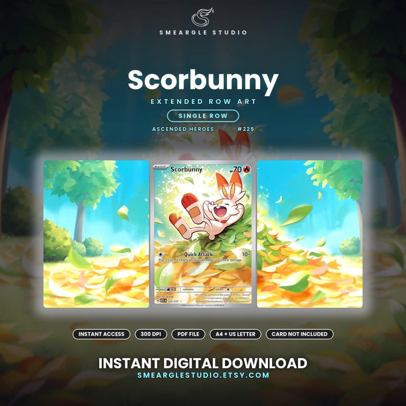 Scorbunny 225/217 Extended Row Art (Digital Download) image 1