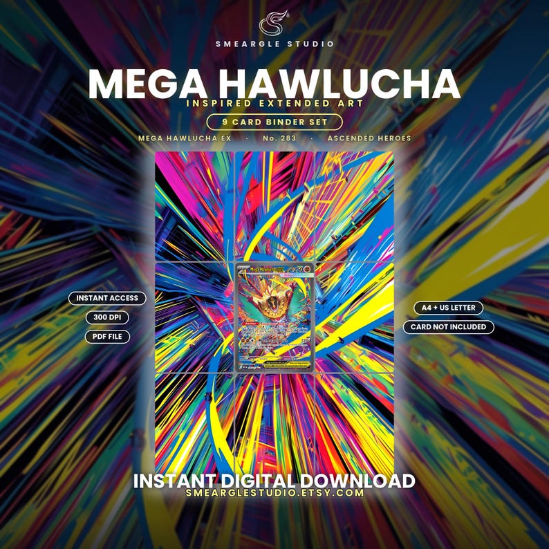 Mega Hawlucha ex 283/217 Raccolta estesa di illustrazioni (download digitale) immagine 1