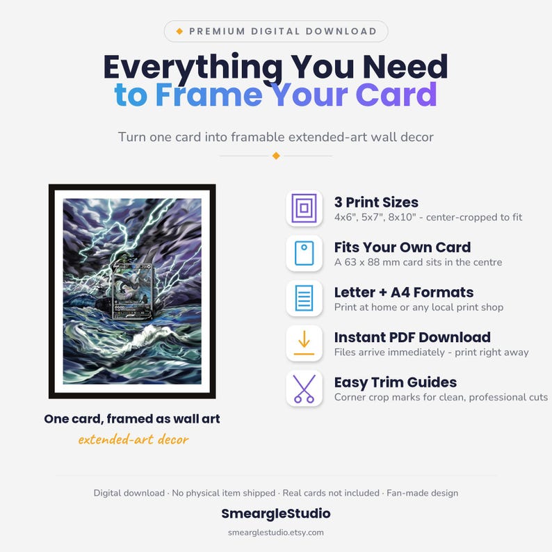 Lugia V 186/195 Arte Extendido - Lámina enmarcada de Pokémon / Póster digital imprimible para descargar imagen 2